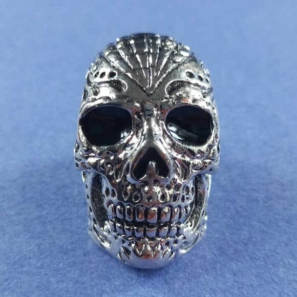 💀🌹 Calavera Day of the Dead Gothic Skull Ring – Size 10/7 - Picture 2 of 4